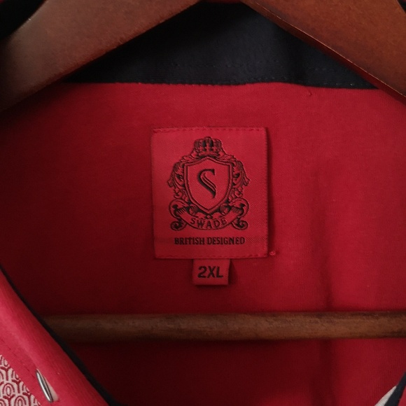 Swade British Designed Men's New without Tags Dress Golf Shirt Red Design 2XL - Picture 2 of 6